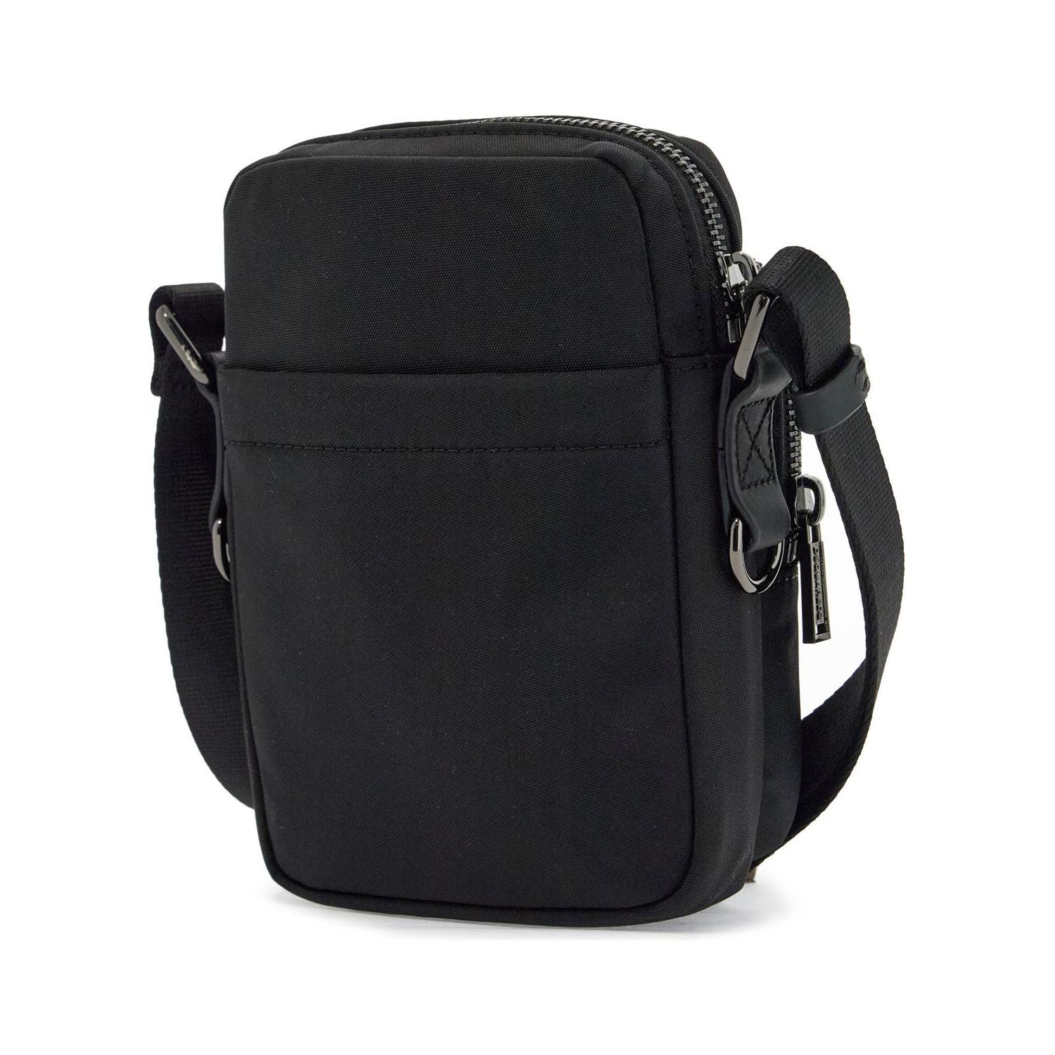 Front view with bag zipped and handles upright.