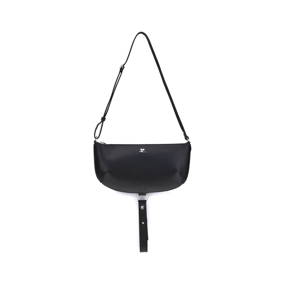 Courrèges Black Calf Leather Bos Taurus Shoulder Bag Courrèges