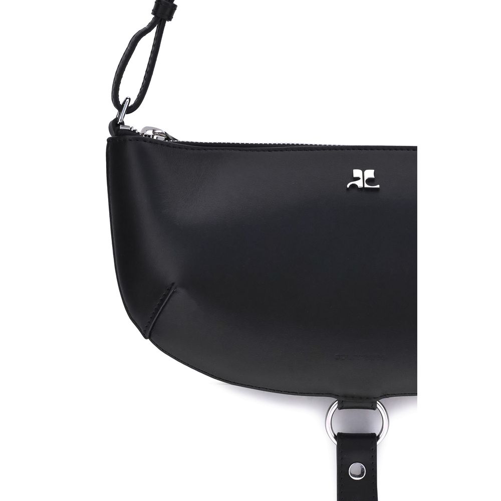 Courrèges Black Calf Leather Bos Taurus Shoulder Bag Courrèges