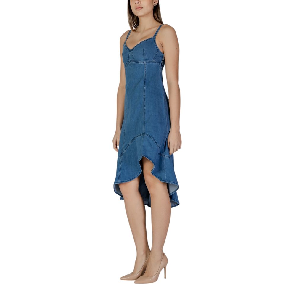 Desigual Blue Cotton Long Dress Desigual