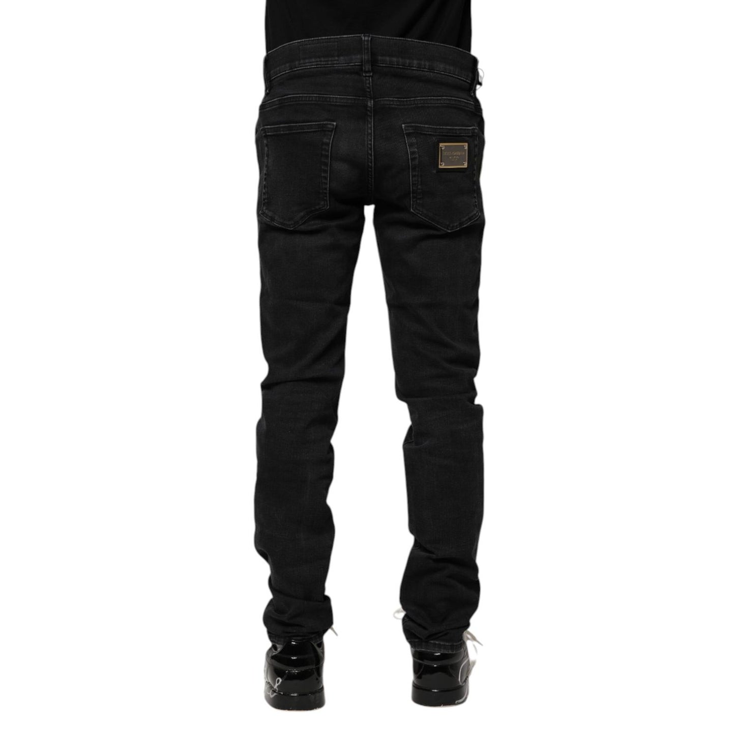 Dolce & Gabbana Black Cotton Skinny Men Denim Jeans
