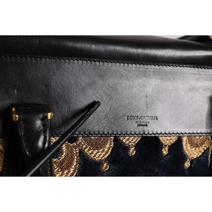 Dolce & Gabbana Black Floral Jacquard Handbag Shoulder Tote Bag