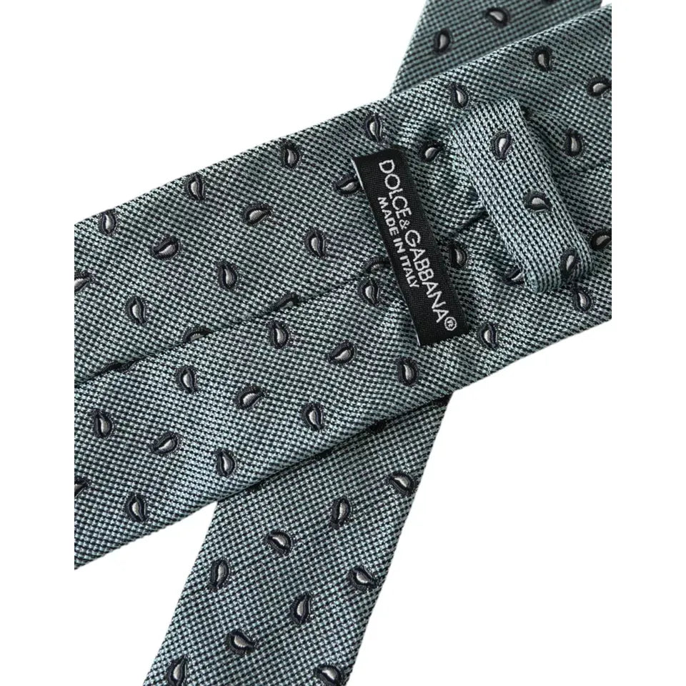 Dolce & Gabbana Green 100% Silk Patterned Adjustable Men Tie