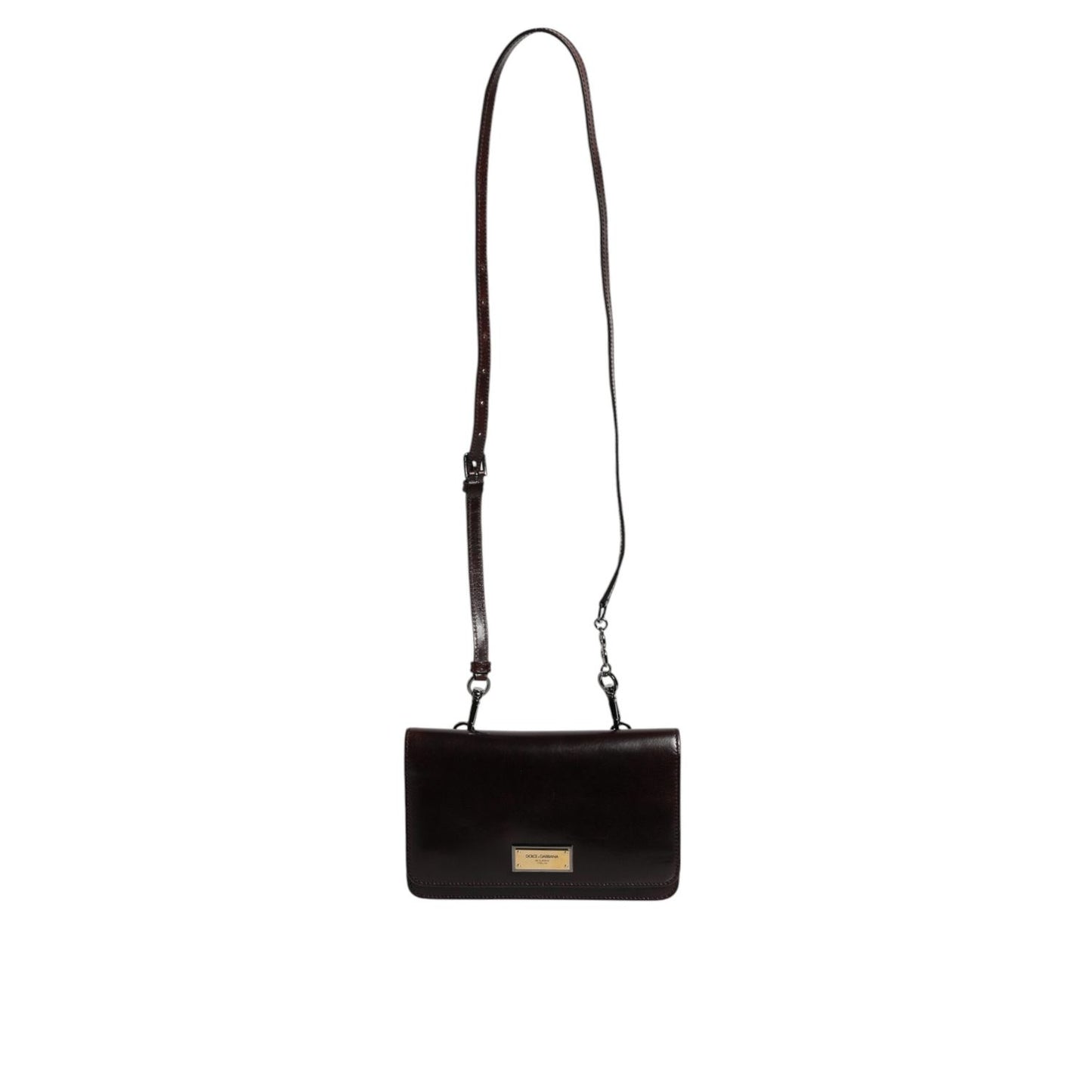 Dolce & Gabbana Maroon Horse Leather Logo Plaque Mini Crossbody Bag