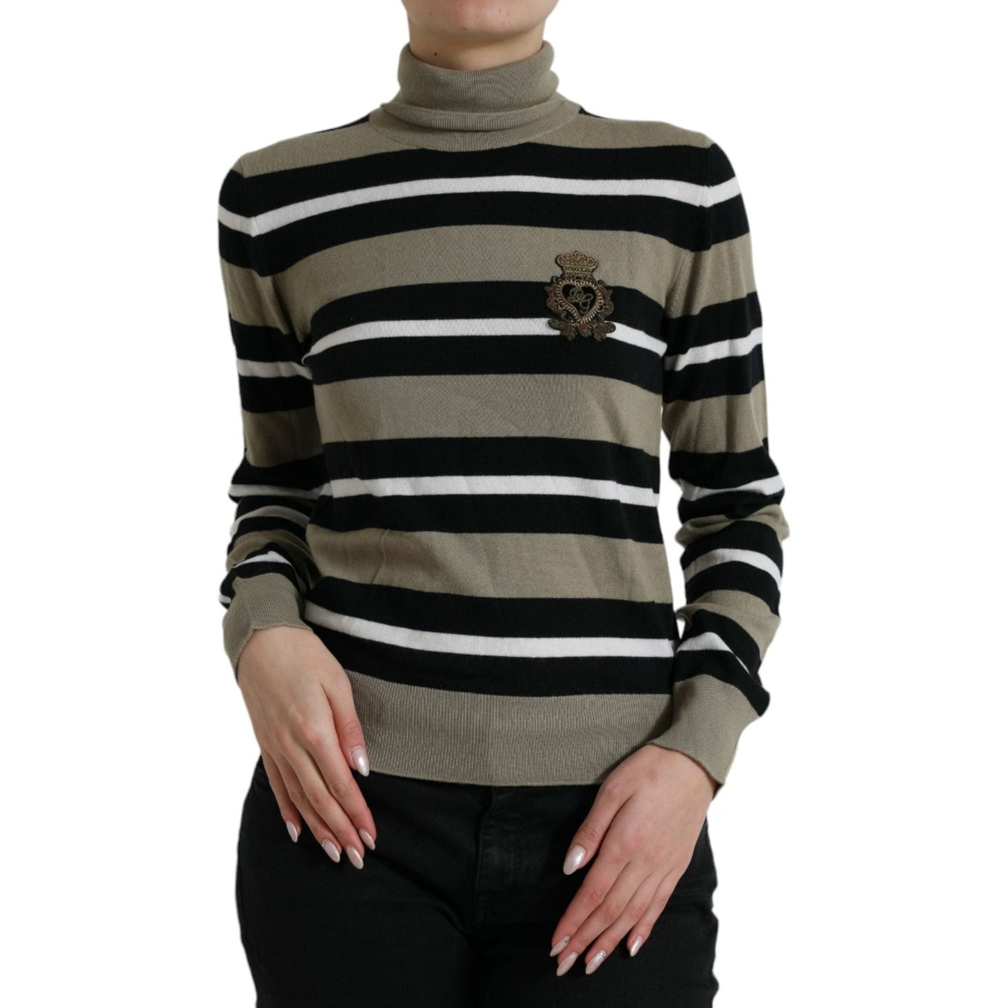 Dolce & Gabbana Multicolor Stripe Wool Logo Pullover Sweater
