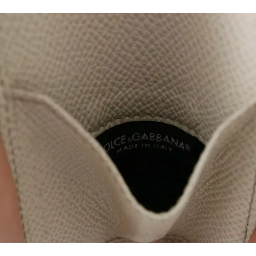 Dolce & Gabbana White Dauphine Leather Condom Case Holder Pocket Wallet