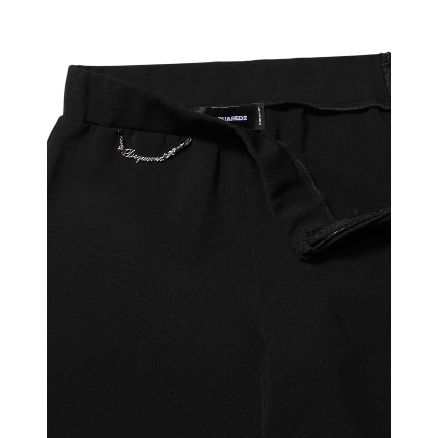 Dsquared² Black Polyester High Waisted Flared Pants