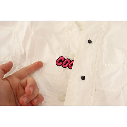 Ermanno Scervino Button Down White Long Sleeve Polyester Jacket 1728,67345645728,Clothing,Ermanno Scervino,Full-Length Jackets - Jackets & Coats - Clothing,IT40|S,Jackets & Coats - Clothing,Material: 100% Polyester,Preowned / Defect,White,Women