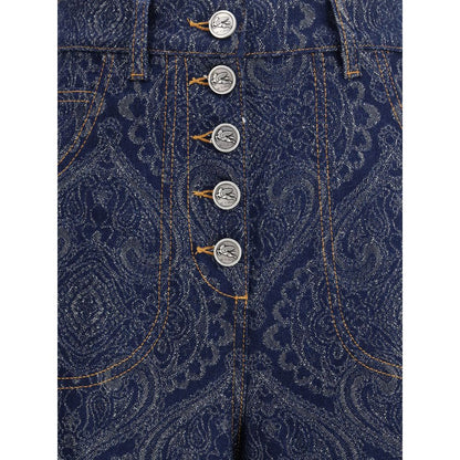Etro Blue Cotton Flared Jeans Etro