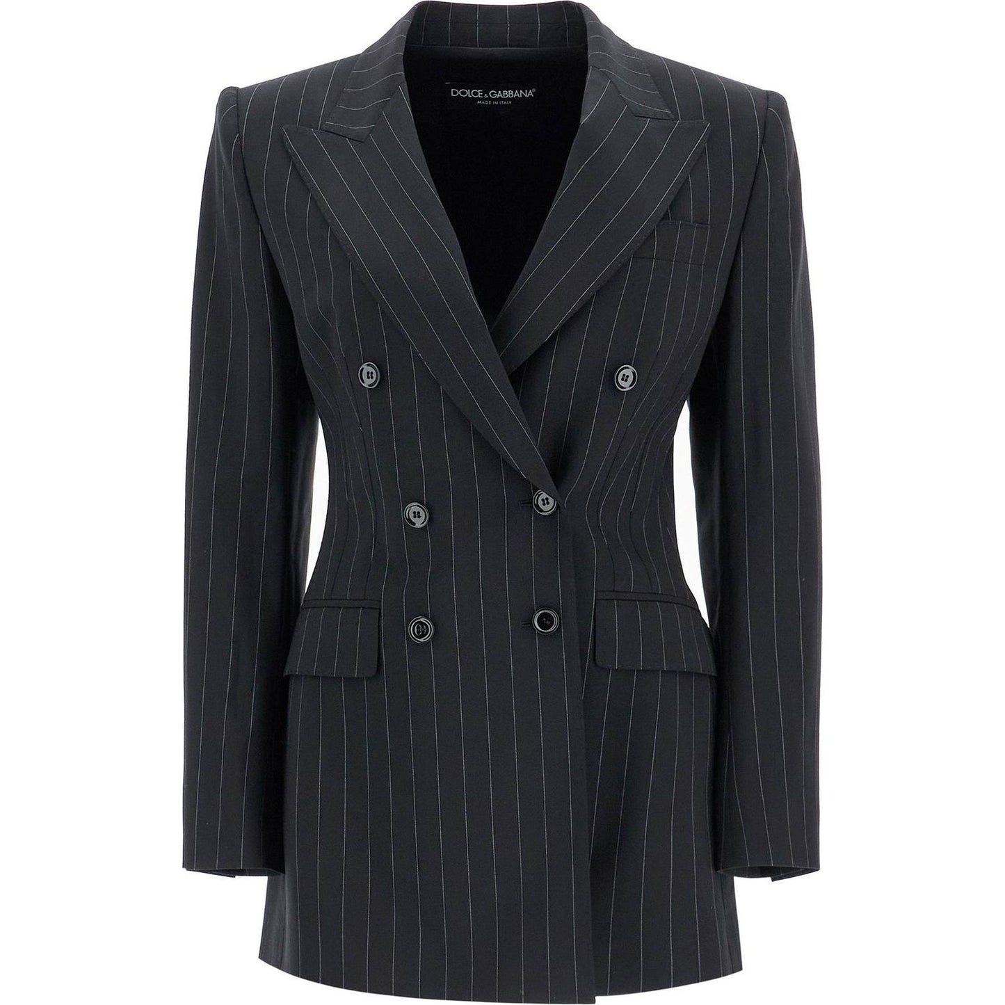 Dolce & Gabbana double-breasted stretch wool pinstripe fabric Jackets Dolce & Gabbana