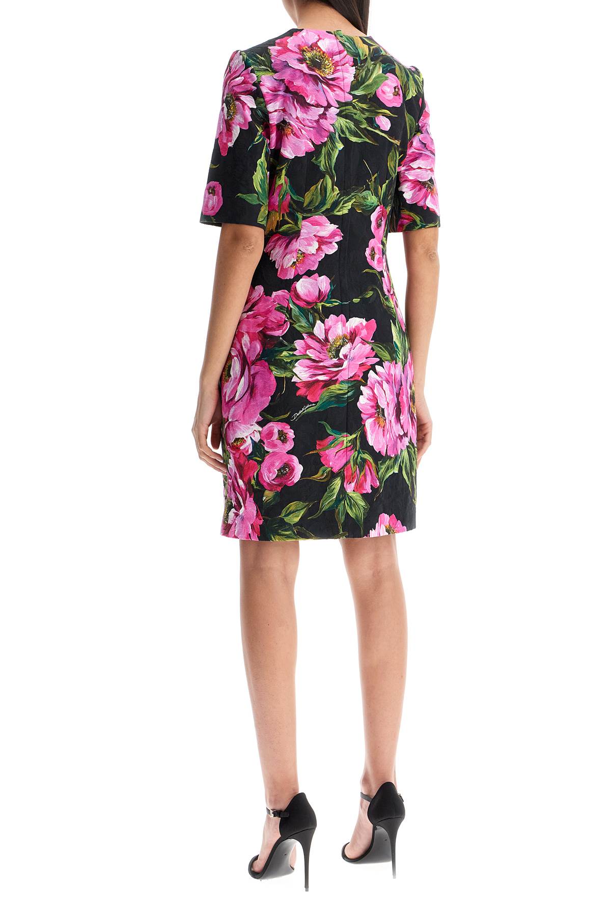 Dolce & Gabbana black floral cotton dress with peonies Dresses Dolce & Gabbana