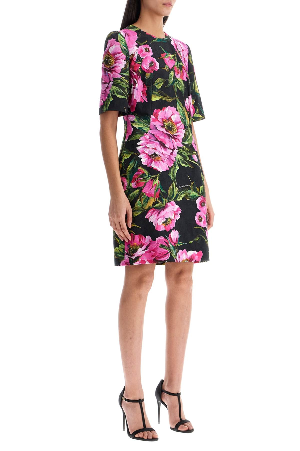 Dolce & Gabbana black floral cotton dress with peonies Dresses Dolce & Gabbana