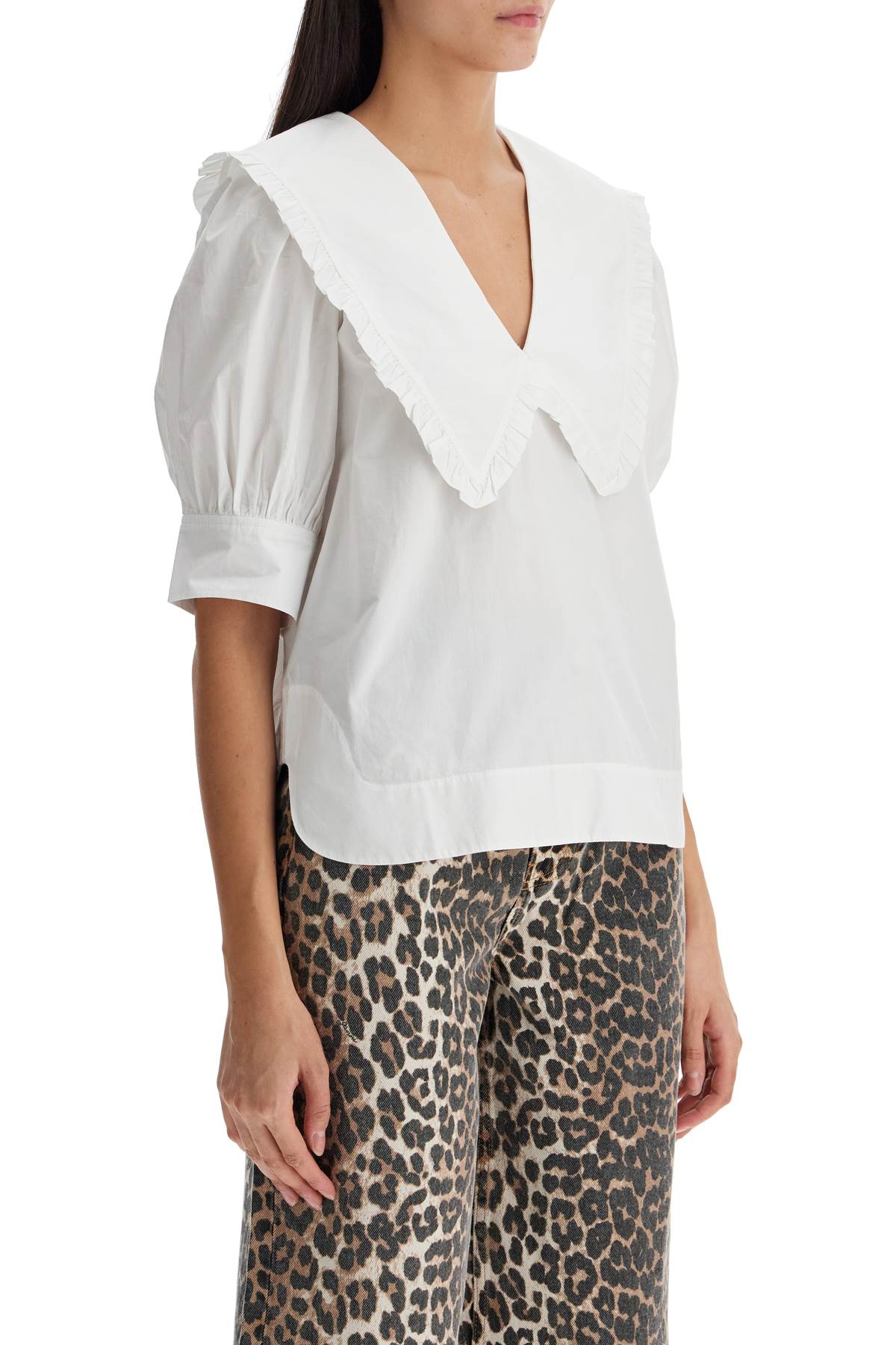 Ganni Ganni blouse with exaggerated collar and ruffle