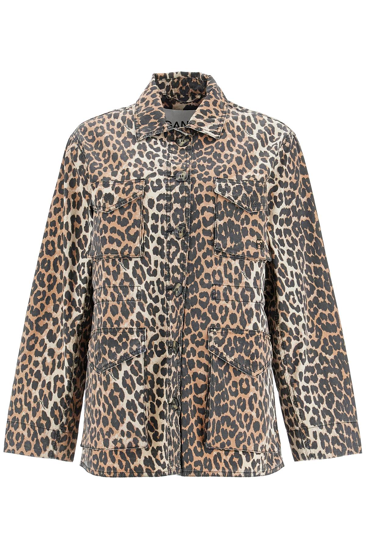 Ganni leopard print canvas overshirt Jackets Ganni