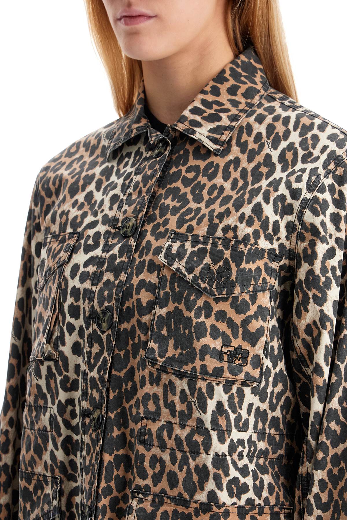 Ganni leopard print canvas overshirt Jackets Ganni