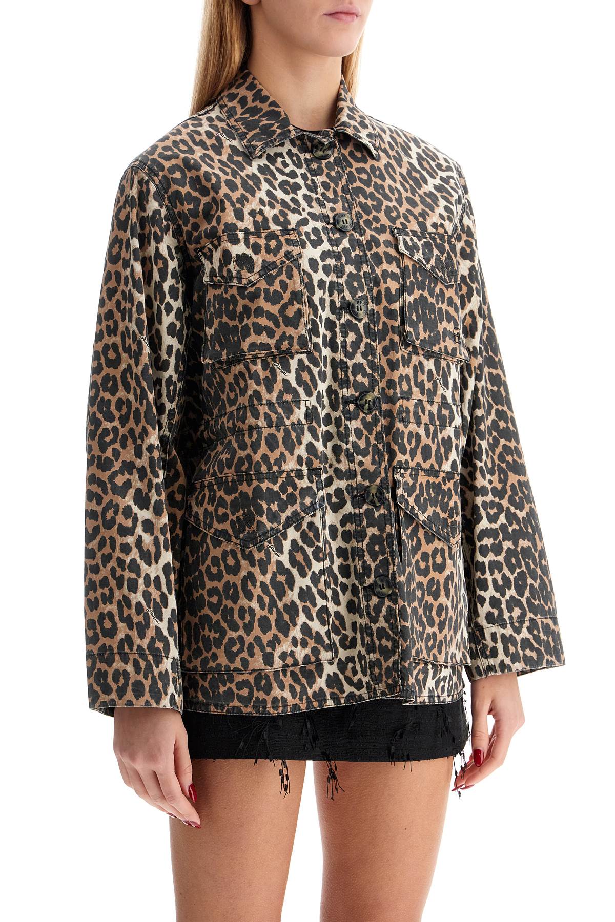 Ganni leopard print canvas overshirt Jackets Ganni