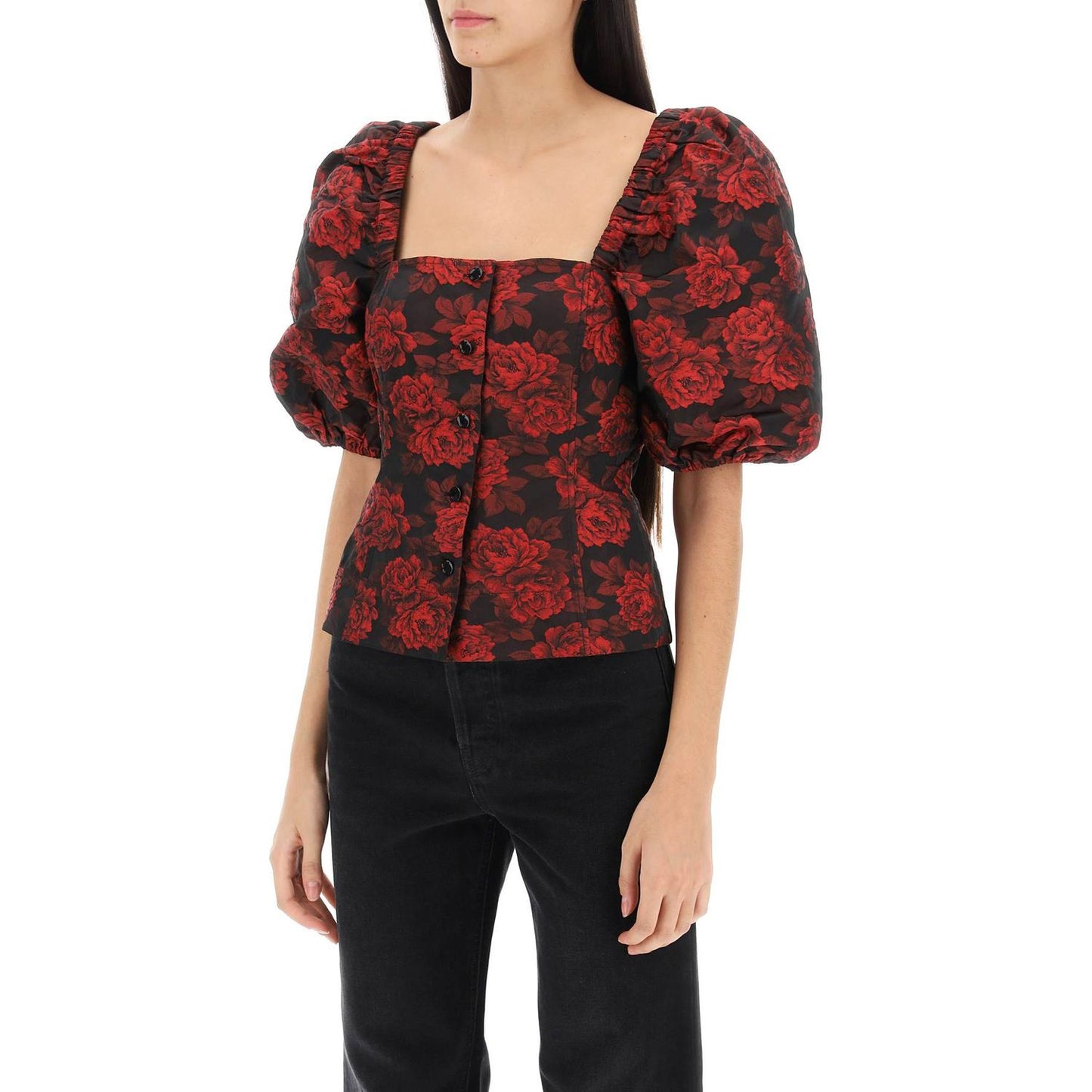 Ganni blouse in floral jacquard Topwear Ganni