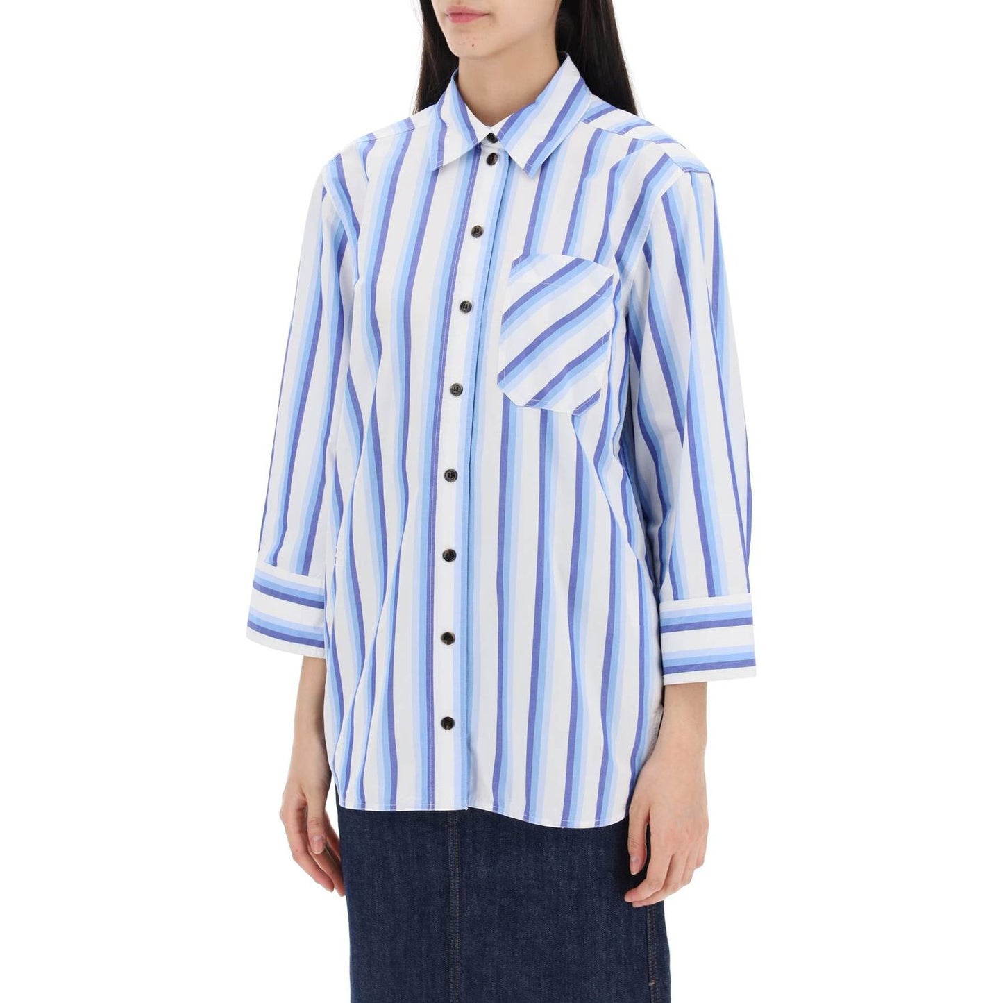 Ganni "oversized striped poplin shirt Topwear Ganni