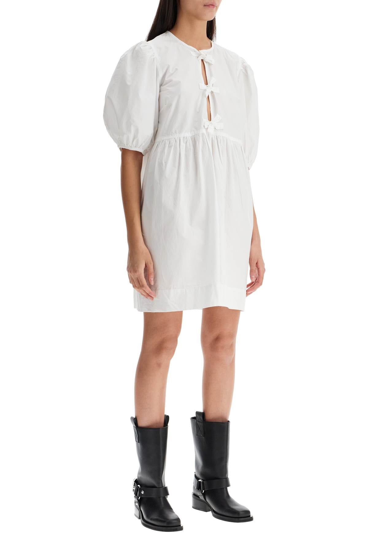 Ganni organic cotton tie string mini dress Dresses Ganni