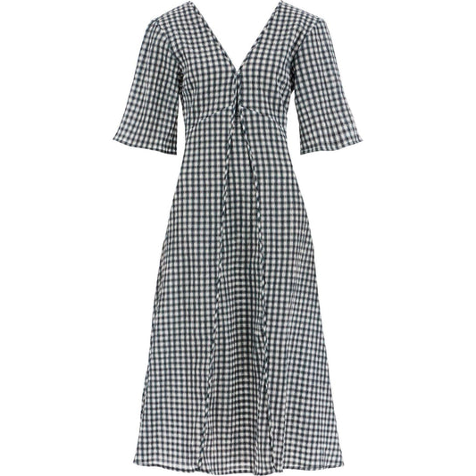 Ganni midi seersucker check dress