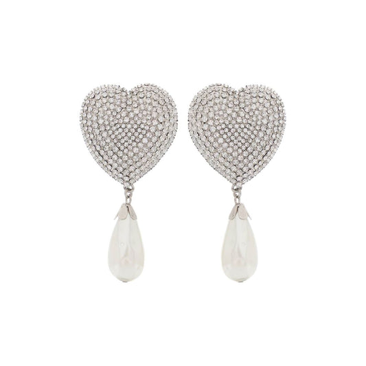 Alessandra Rich heart crystal earrings with pearls Earrings Alessandra Rich