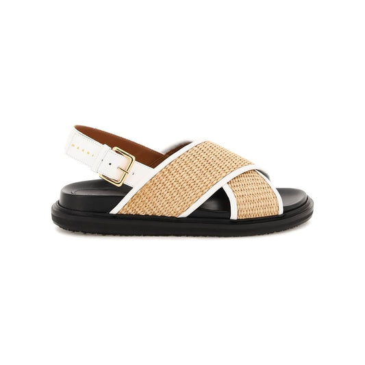 Marni leather and raffia fussbett sandals Sandals Marni