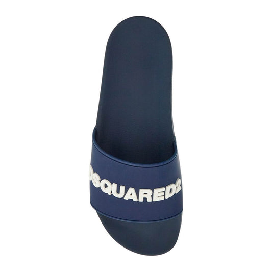 Dsquared2 navy blue polyurethane slippers with minimalist design and leather sole Sandals Dsquared2