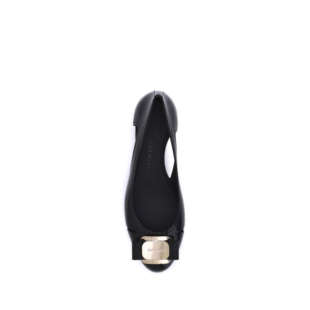 Ferragamo Black Rubber Ballet Flats Ferragamo