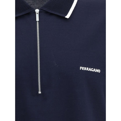 Ferragamo Blue Cotton Polo Shirt Ferragamo