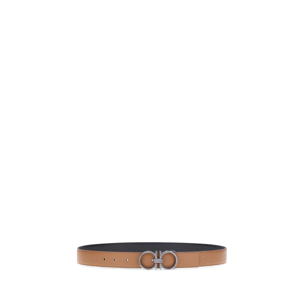 Ferragamo Brown Calf Leather Bos Taurus Regular Belt Ferragamo