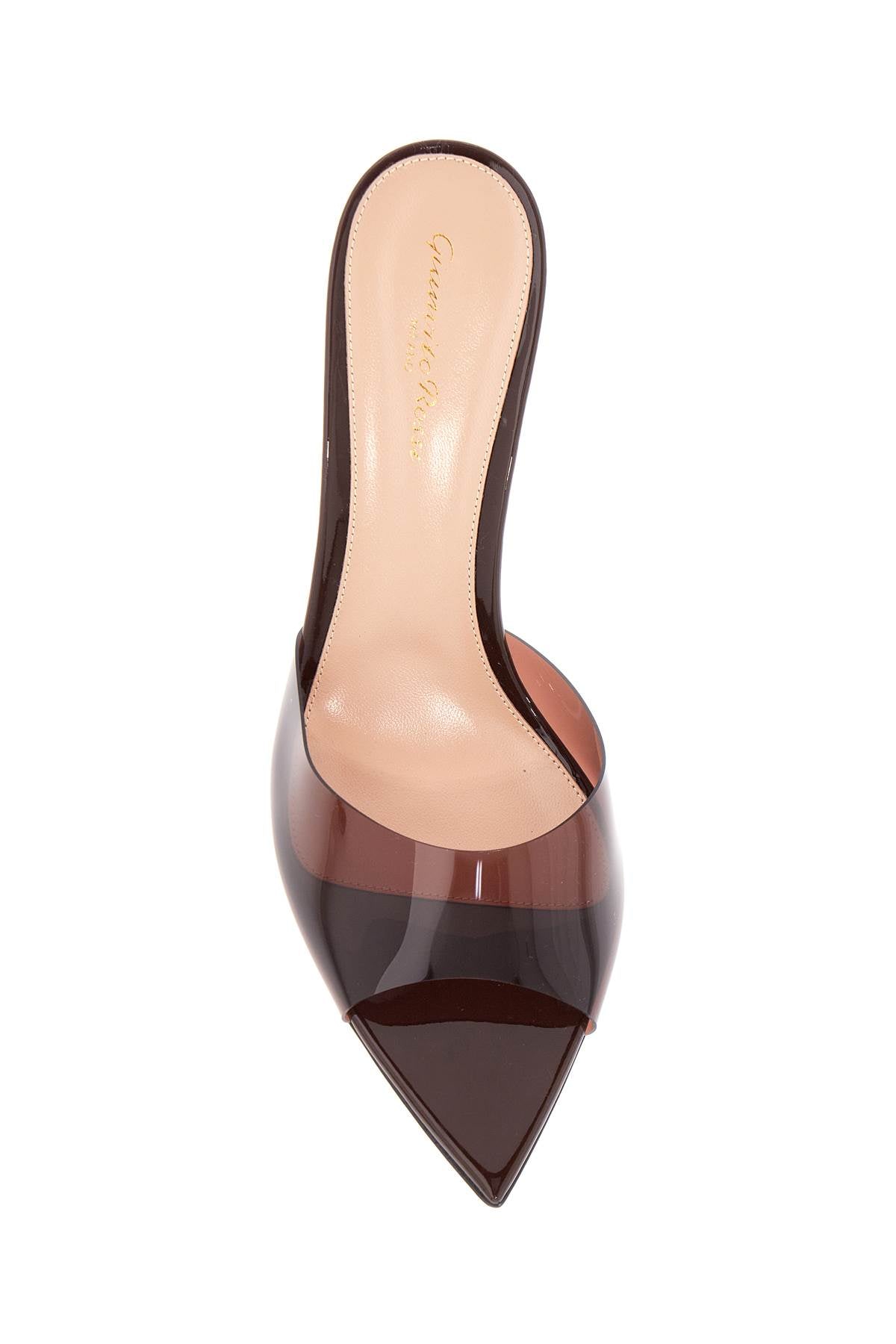 Gianvito Rossi brown glossy tpu sandals with stiletto heel