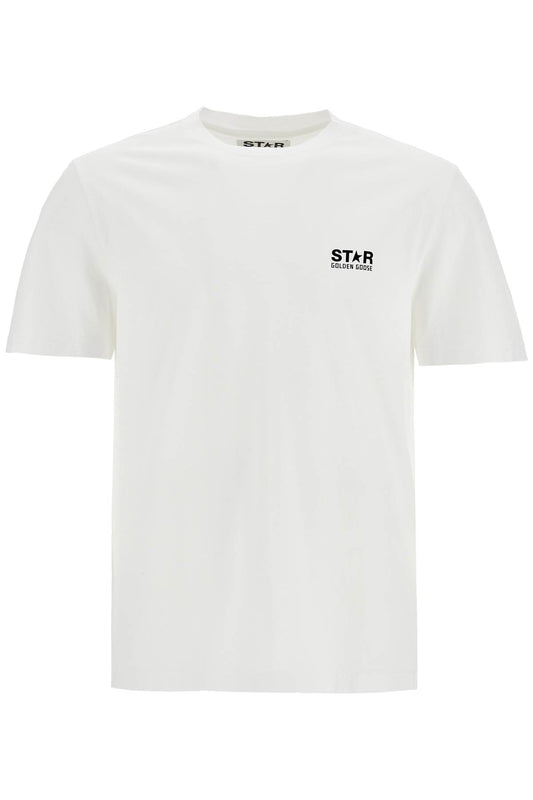 Golden Goose white cotton men's t-shirt with large black star Topwear Golden Goose