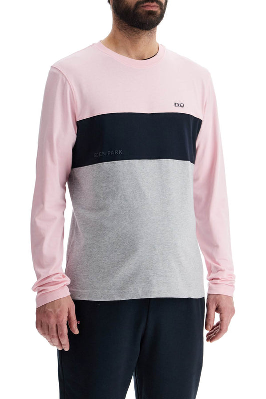 EDEN PARK long sleeve crew neck t-shirt in pink*** blue*** and gray cotton Topwear EDEN PARK