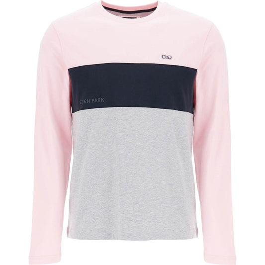 EDEN PARK long sleeve crew neck t-shirt in pink*** blue*** and gray cotton