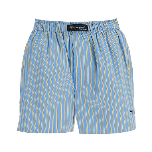 Homme Girls blue cotton boxer shorts with vertical yellow stripes Short trousers Homme Girls