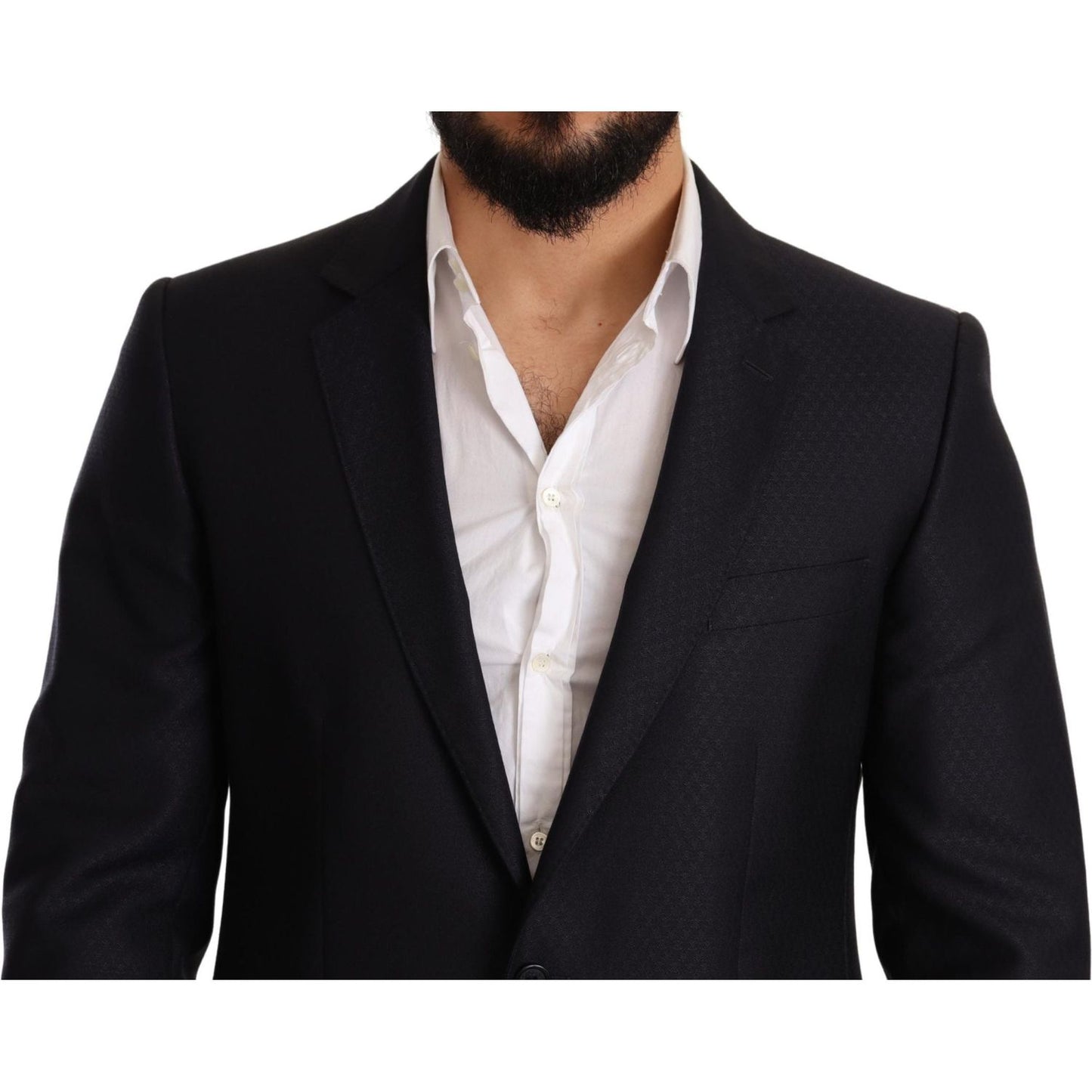 Suit Elegant Slim Fit Jacquard Suit in Blue Dolce & Gabbana