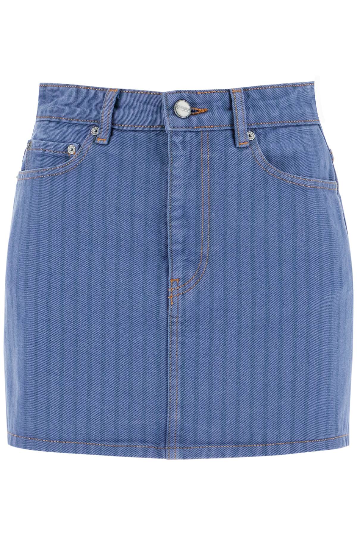 Ganni "striped overdyed denim mini Skirts Ganni