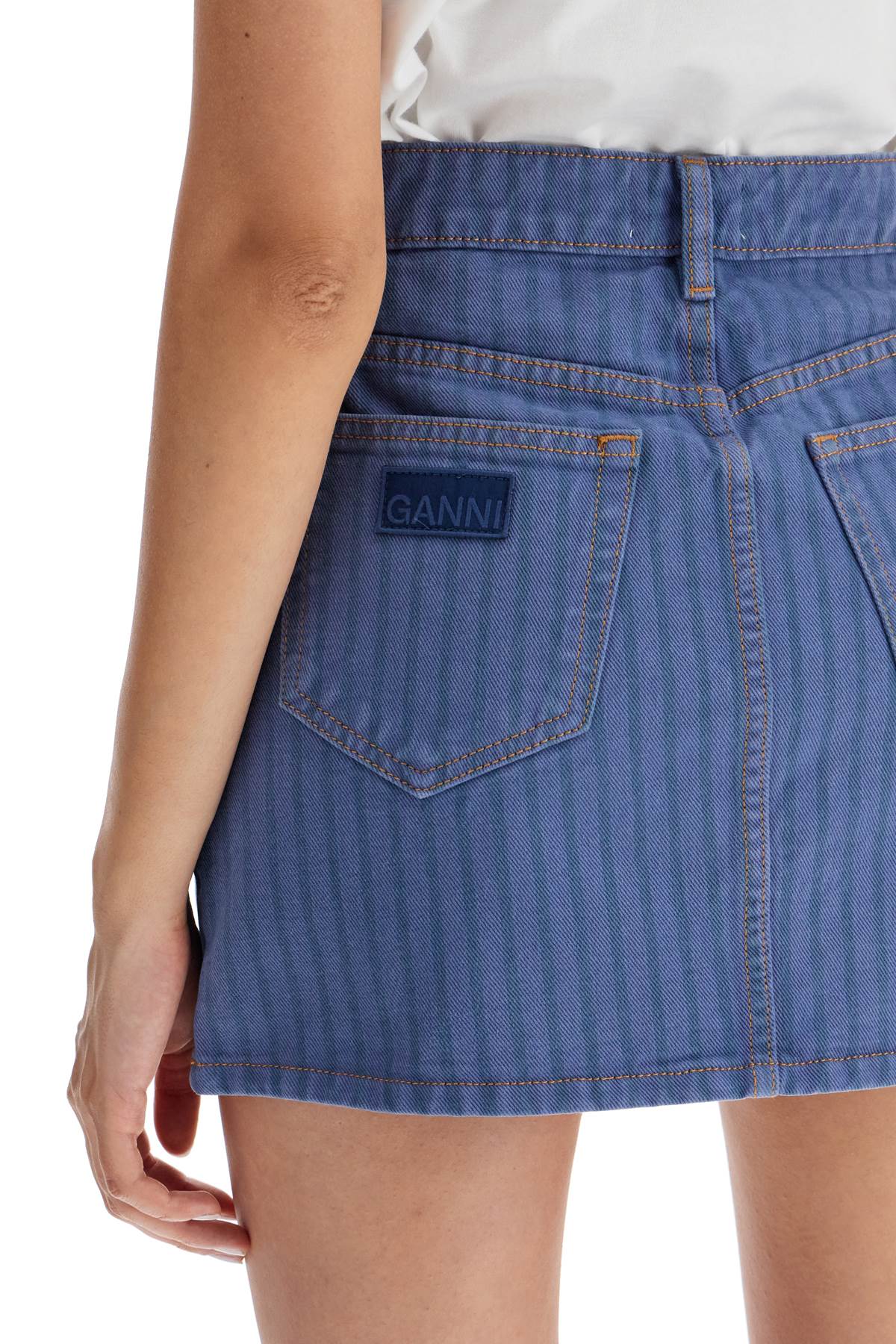 Ganni "striped overdyed denim mini Skirts Ganni