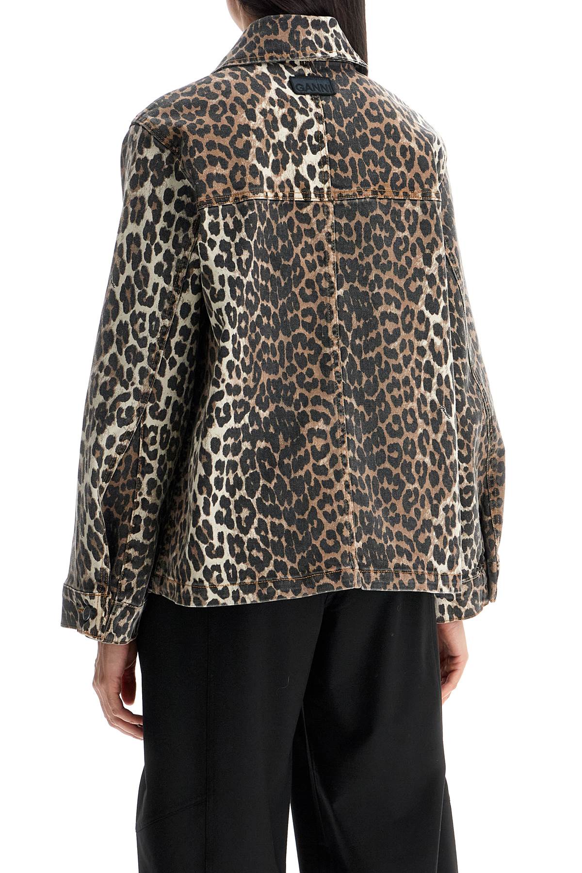 Ganni "leopard print denim jacket" Jackets Ganni