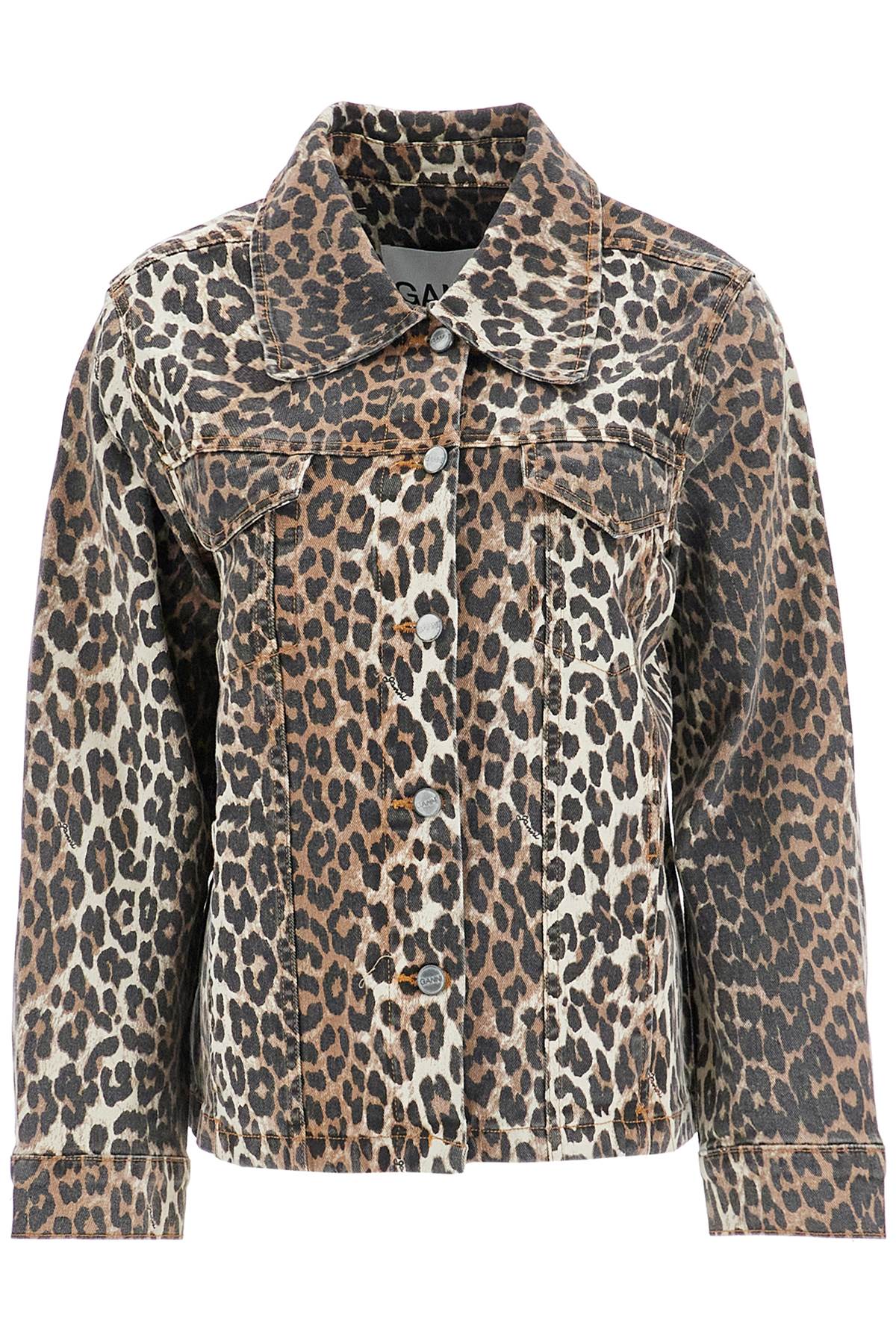 Ganni "leopard print denim jacket" Jackets Ganni