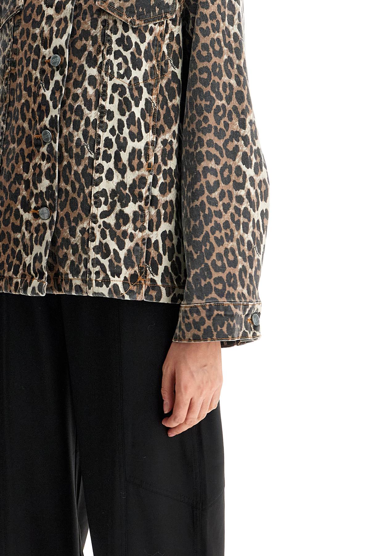 Ganni "leopard print denim jacket" Jackets Ganni