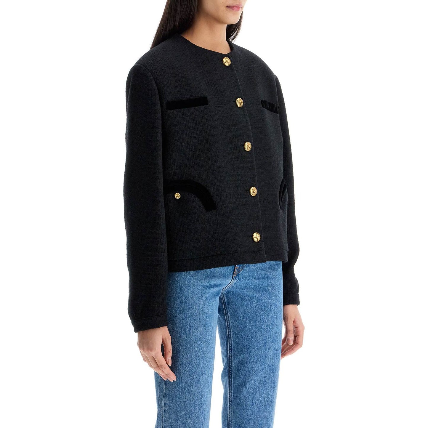 Blaze Milano cropped black cotton bolero with golden buttons Jackets Blaze Milano