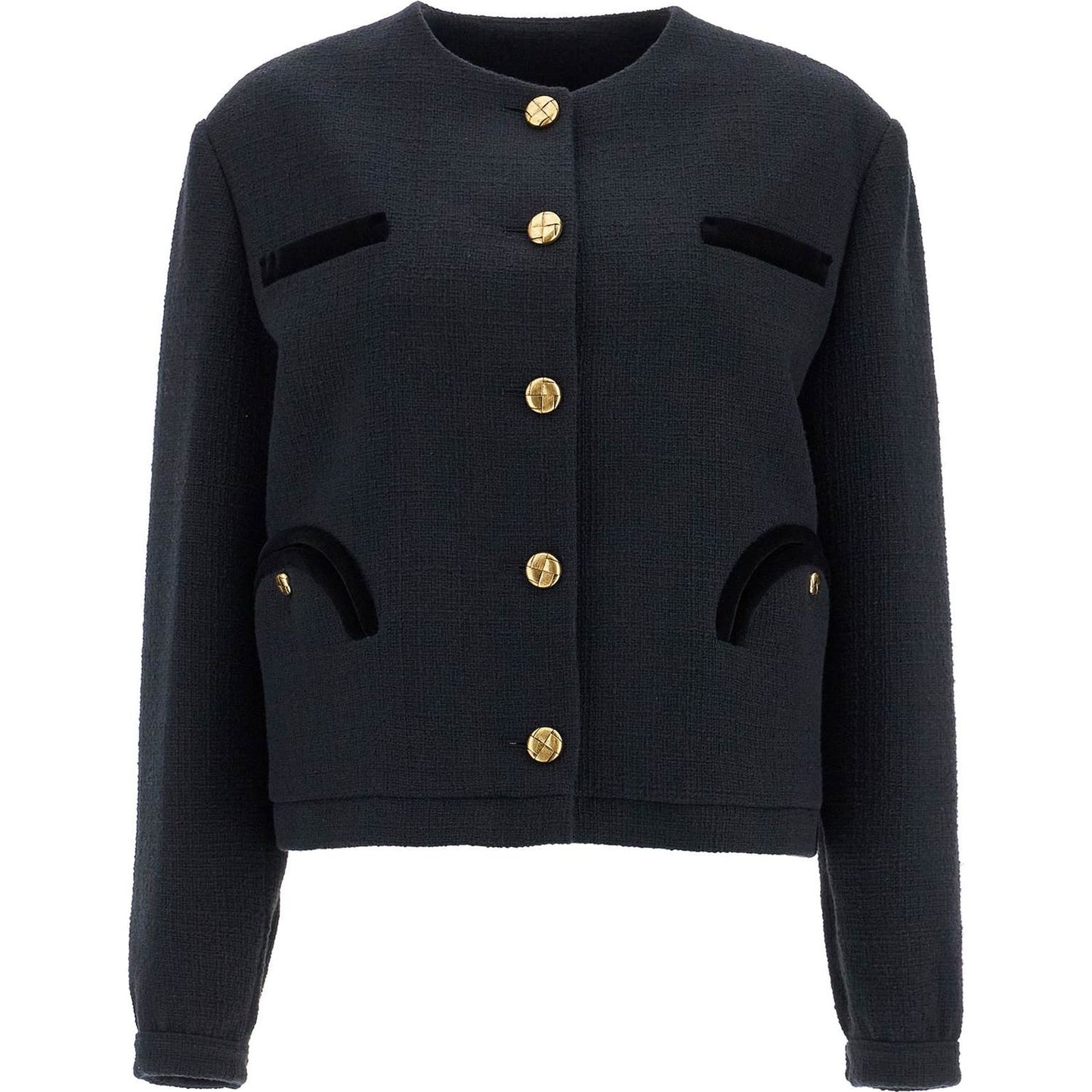 Blaze Milano cropped black cotton bolero with golden buttons Jackets Blaze Milano