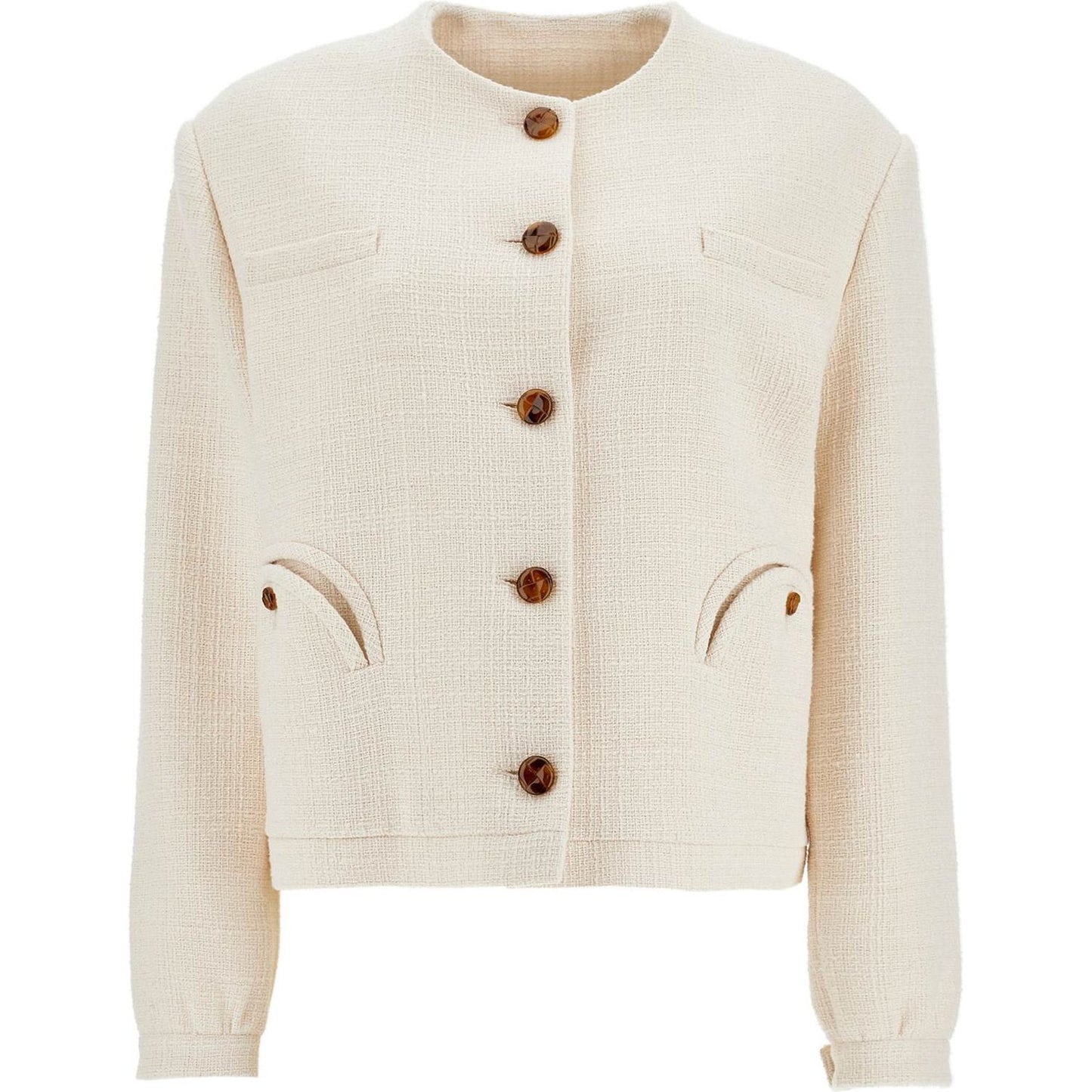 Blaze Milano cropped cream cotton bolero with buttons and pockets Jackets Blaze Milano