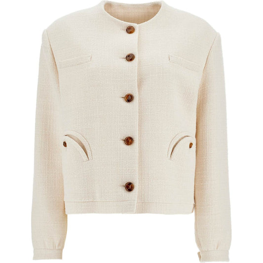 Blaze Milano cropped cream cotton bolero with buttons and pockets Jackets Blaze Milano