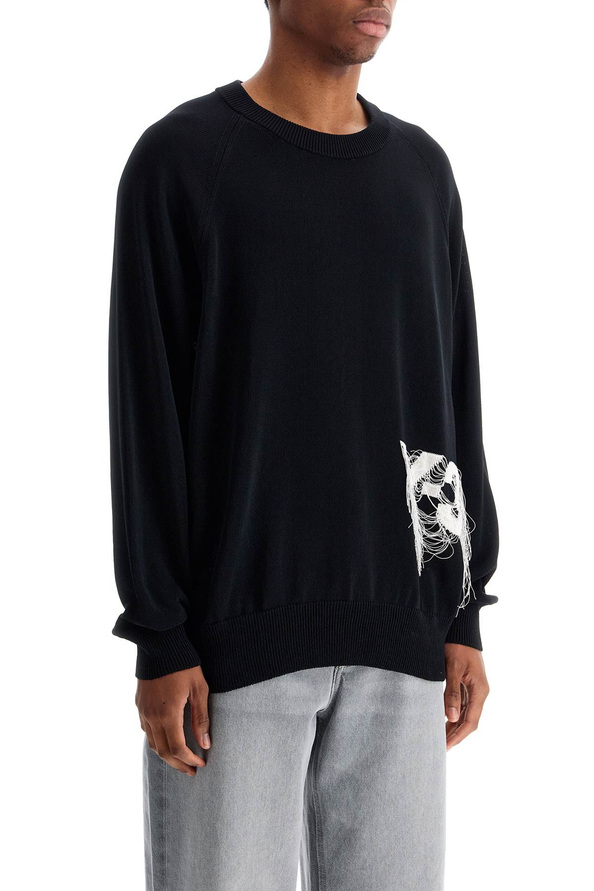 Y-3 black recycled polyester sweater with embroidered logo Knitwear Y-3