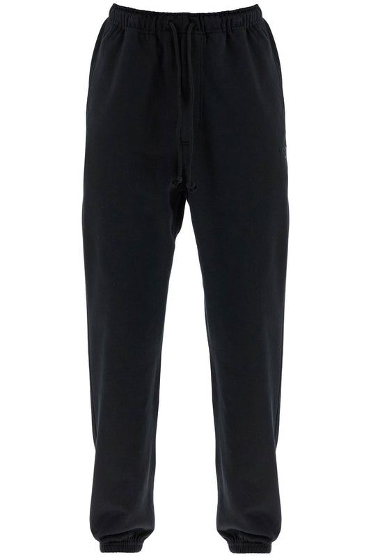 Y-3 wide leg high waist black cotton pants with adjustable drawstring