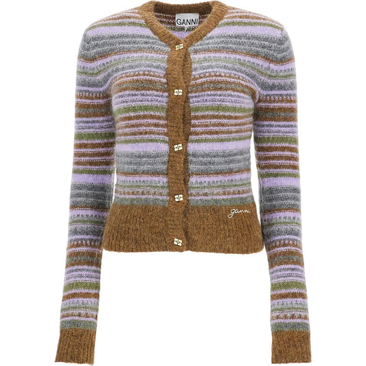 Ganni soft striped cardigan in merino wool Knitwear Ganni