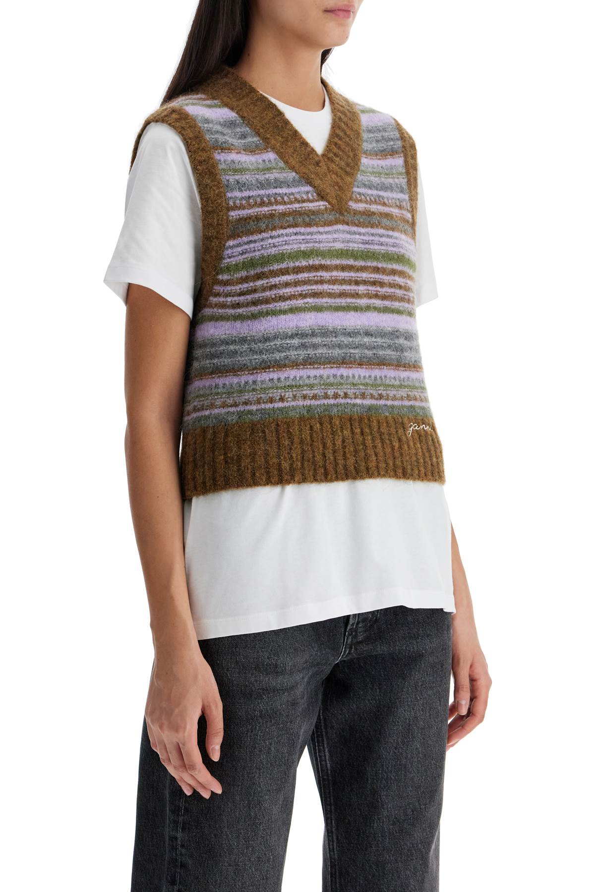 Ganni 'soft striped knit vest with a comfortable Knitwear Ganni