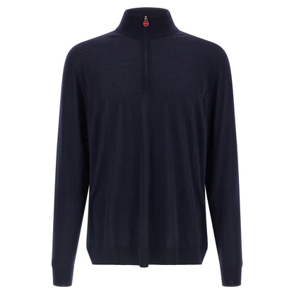 Kiton Blue Wool Cardigan